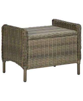 Reclining Patio Chair with Footstool Poly Rattan Brown