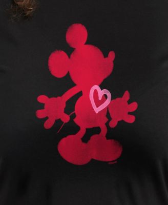 Plus Size Trendy Disney Mickey Heart Graphic Crew Neck T-Shirt