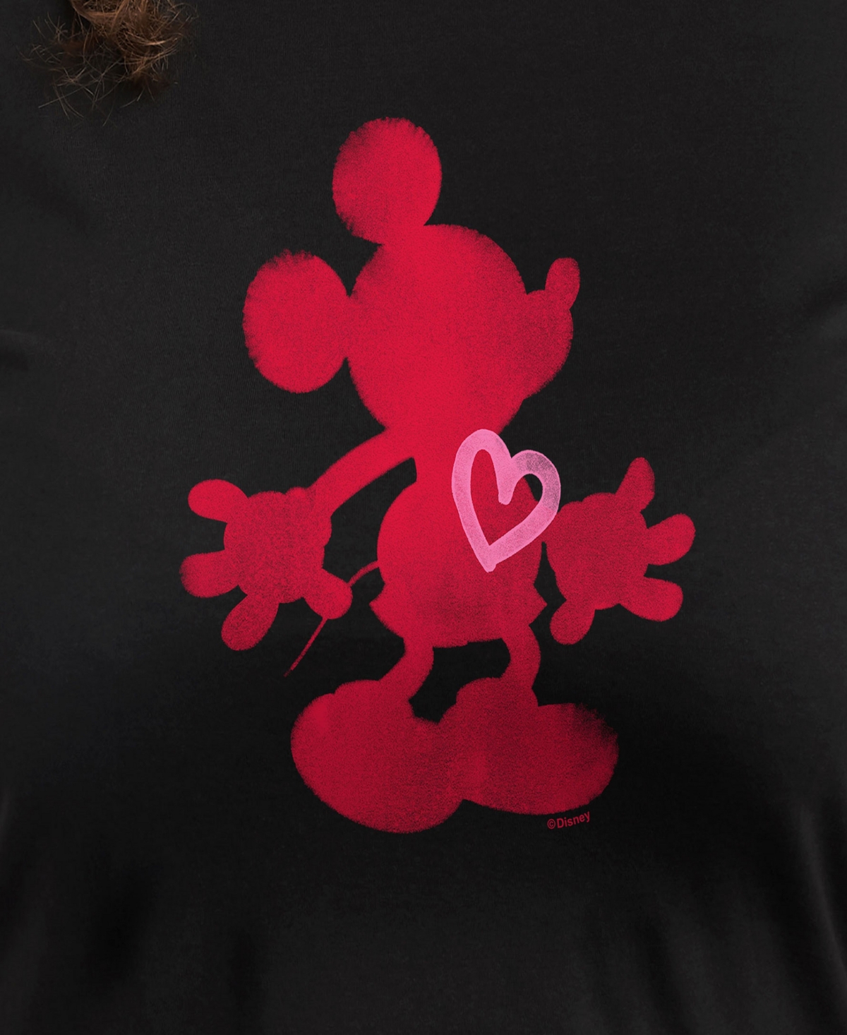 Hybrid Apparel Plus Size Disney Mickey Heart Graphic Crew Neck Top In Black
