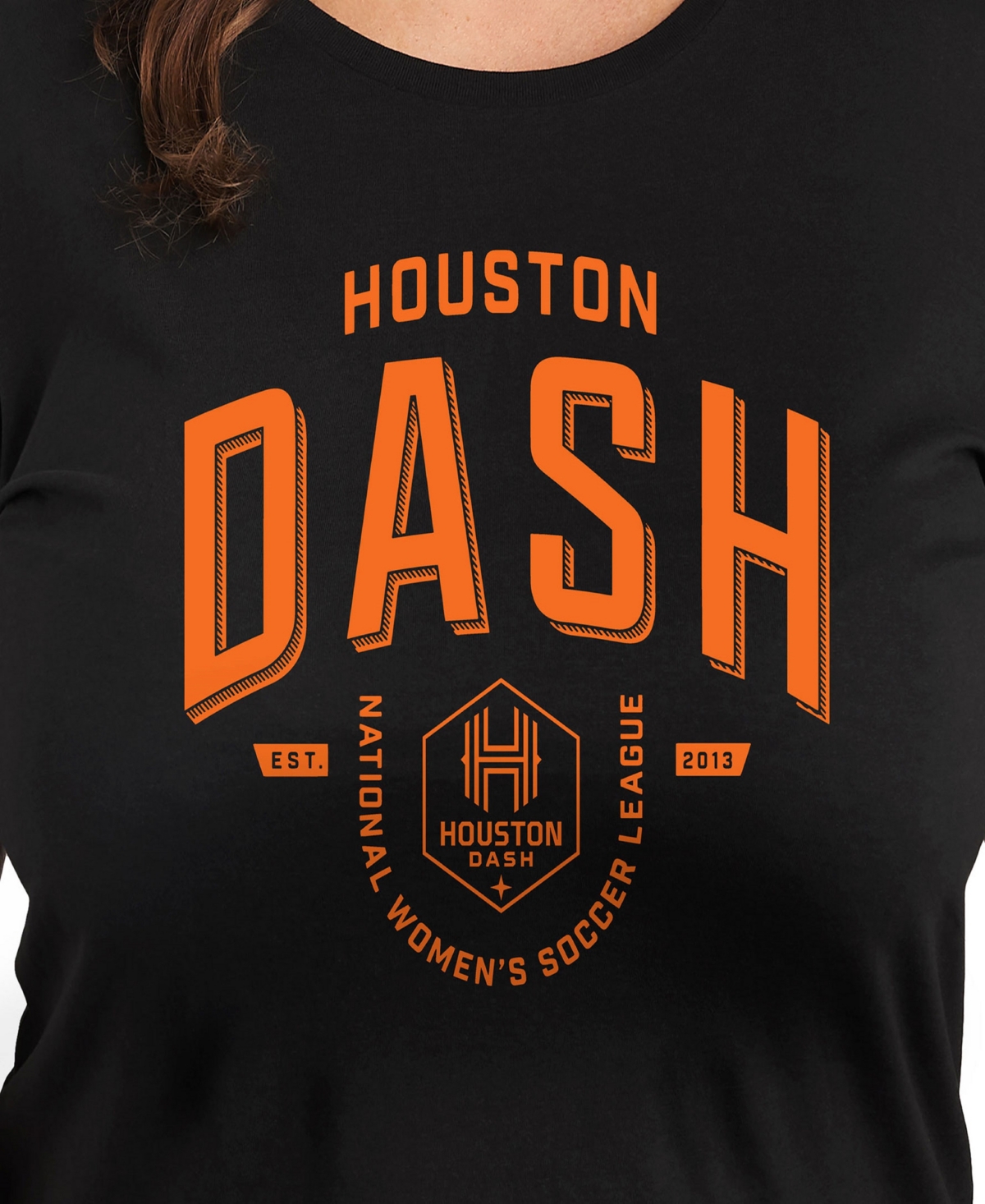 Hybrid Apparel Plus Size Trendy Houston Dash Graphic Crew Neck T-shirt In Black