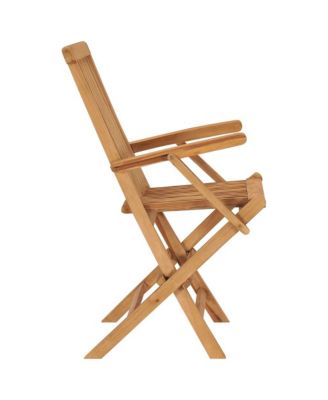 Folding Patio Chairs 2 pcs Solid Teak Wood