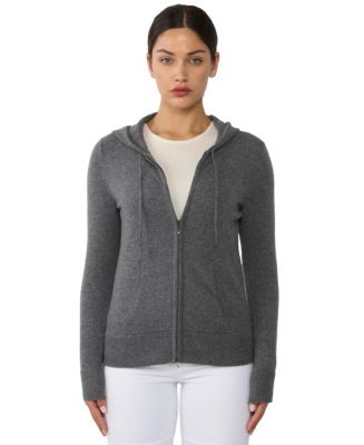 JENNIE LIU Women's 100% Pure Cashmere Long Sleeve Zip Hoodie