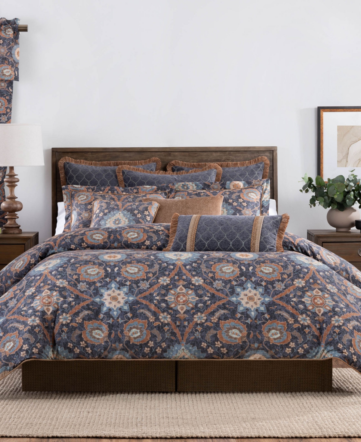 Rose Tree Harlow Jacobean Print 4-pc. Comforter Set, Queen In Blue