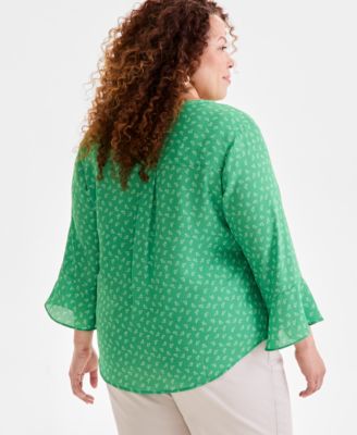 Plus Size Printed Pintuck Blouse, Exclusively at Macy's