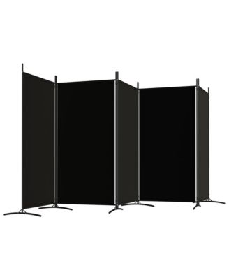 5-Panel Room Divider Black 170.5"x70.9" Fabric