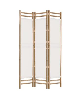 Folding 3-Panel Room Divider 47.2" Bamboo and Canvas