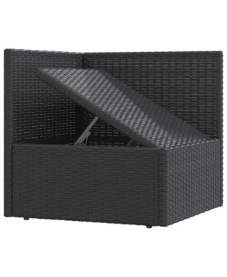 5 Piece Patio Lounge Set with Cushions Black Poly Rattan