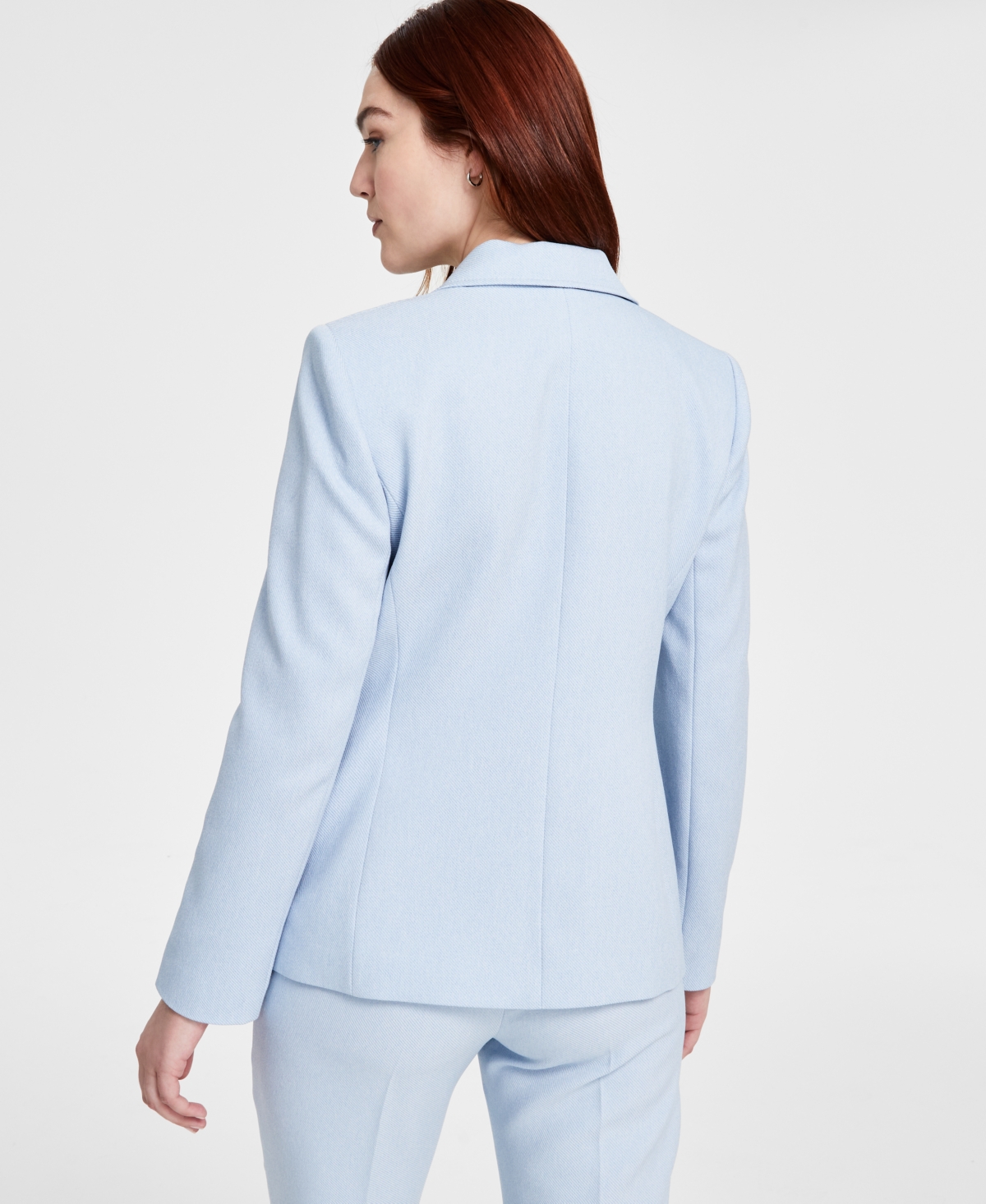 Tahari Asl Women's One-button Peak-lapel Twill Blazer, Regular & Petite In Ice Blue