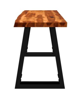 Bench Brown and Black Solid Acacia Wood and Powder-Coated Steel