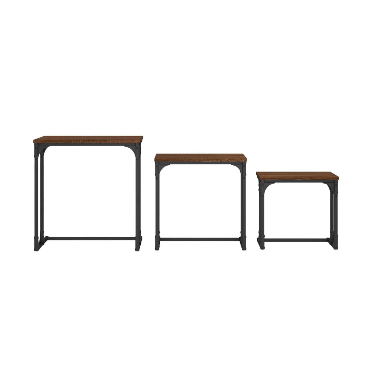 vidaXL Nesting Coffee Tables 3 pcs Brown Oak Engineered Wood