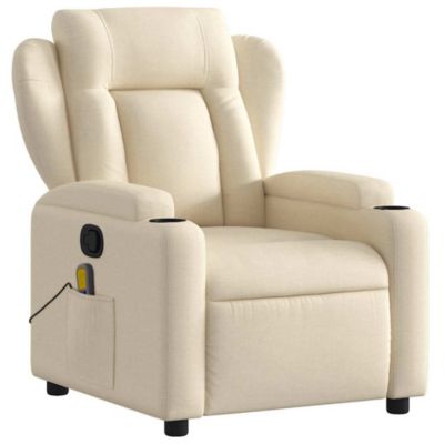 Massage Recliner Chair Cream Polyester, Metal, Plywood Standard