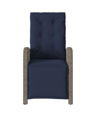 Reclining Patio Chairs 2 pcs with Footrest Gray Poly Rattan