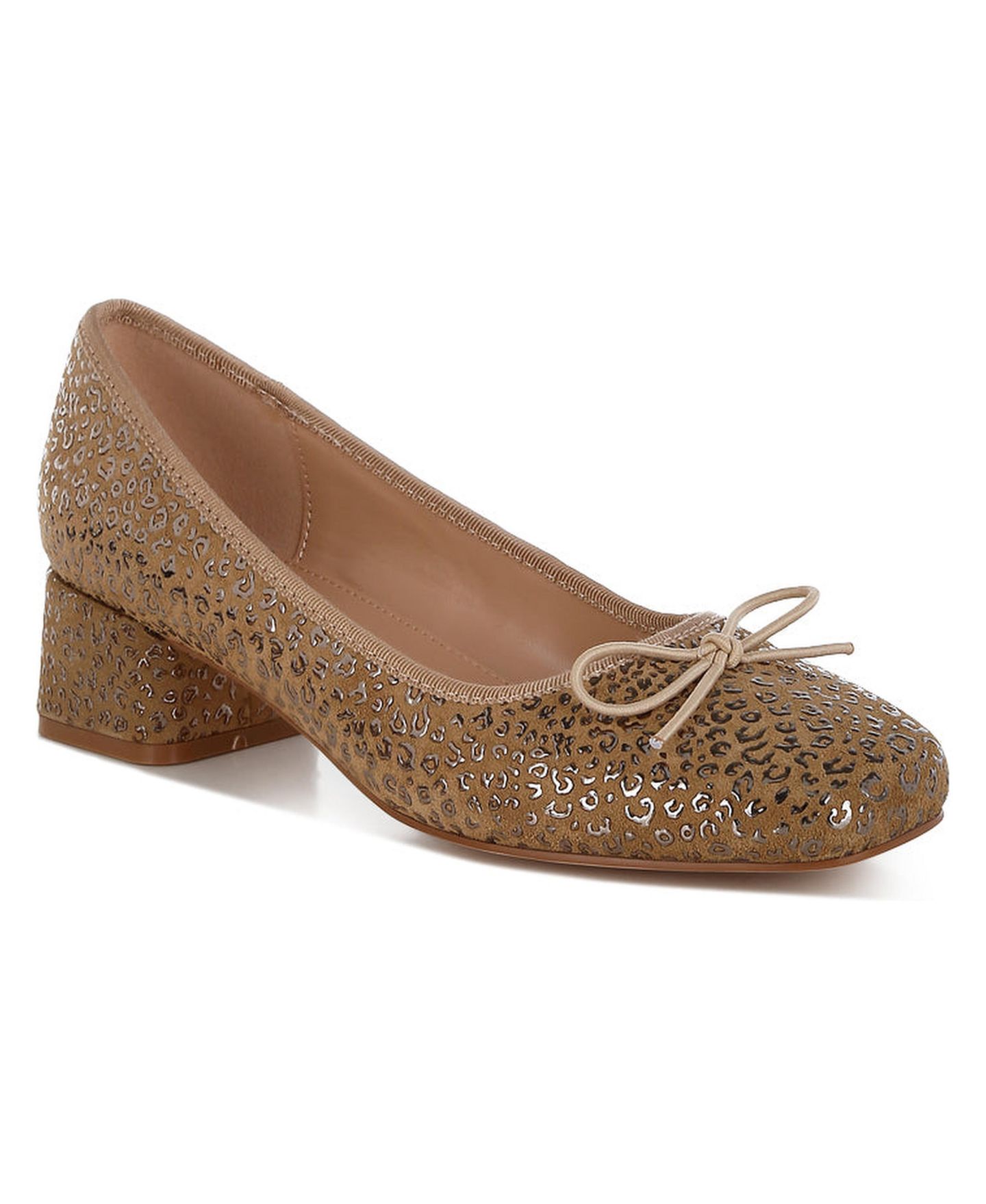 Женские туфли Rag & Co Ningen Leopard Print Block Heel s Ballerinas, цвет: Бежевый / Хаки — фото 2