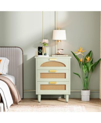3-Drawer Rattan Night Stand Side Table, Accent Bedside Tables End Table for Bedroom and Small Spaces, Easy Assembly (1)