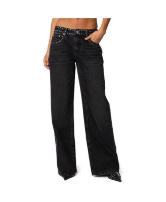 Women's Quincy Studded Low Rise Baggy Jeans