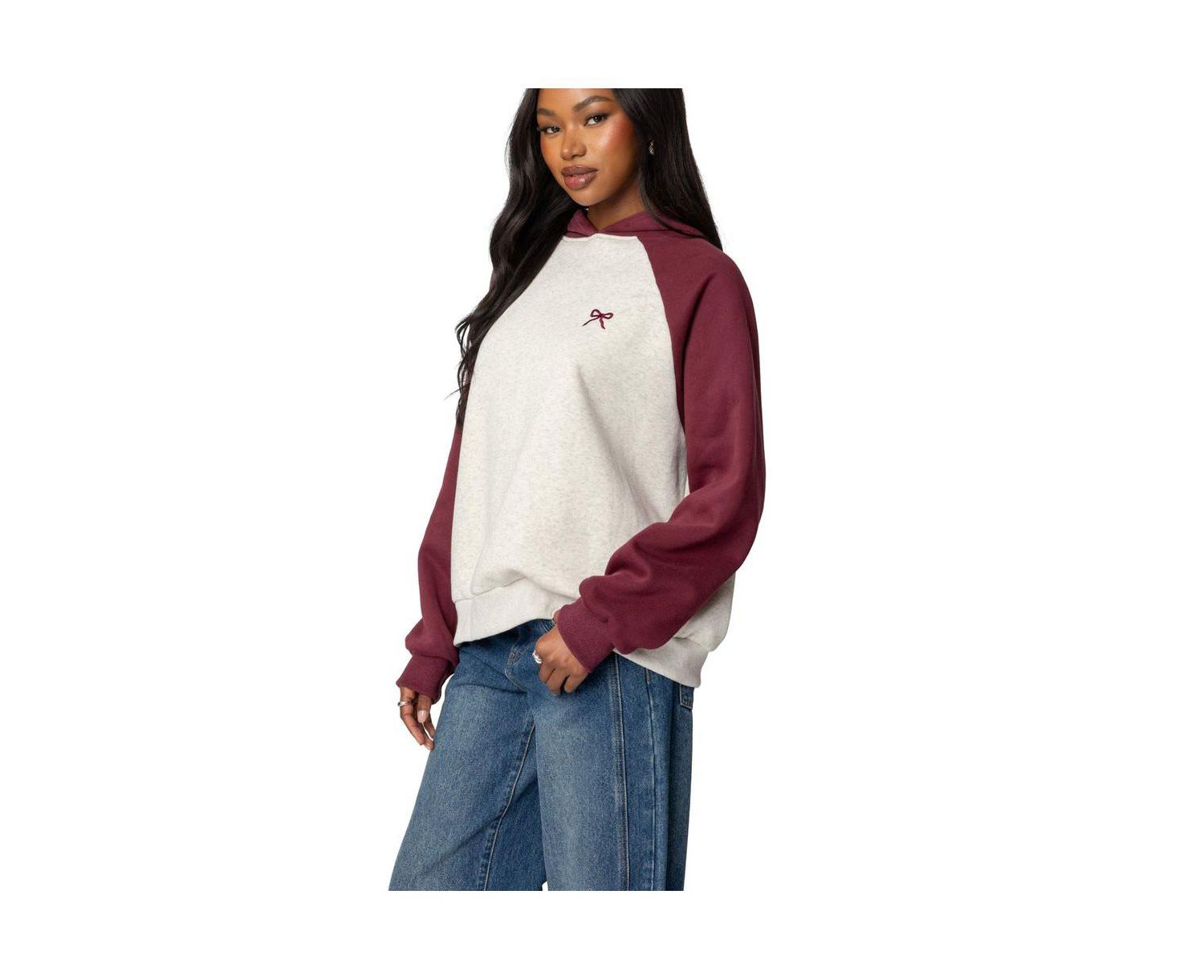 Women's Raglan Bow Oversized Hoodie
