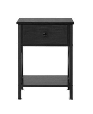 Set of 2 Rustic Nightstands - 1 Drawer Design in Warm Wood Finish