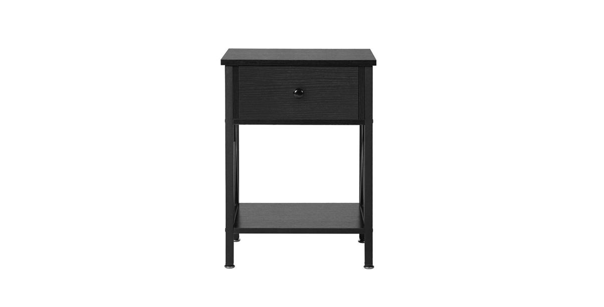 Slickblue Set of 2 Rustic Nightstands - 1 Drawer Design in Warm Wood Finish