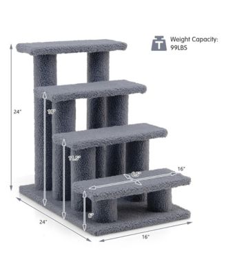 24'' 4-Step Pet Stairs Carpeted Ladder Ramp 8 Scratching Post Cat Tree Climber