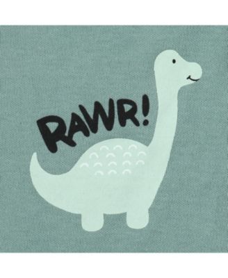 Baby Boys Green Dino Footed Sleepers for Boys, 3 Pack