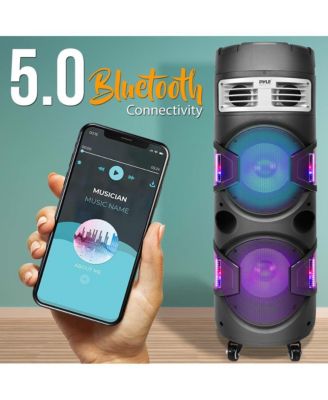 Portable Bluetooth PA Speaker & Microphone System with LED Lights, MP3/USB Reader, FM Radio