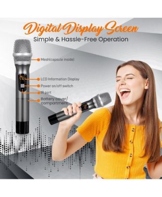 UHF Wireless Handheld Microphone System with Receiver, USB Charging & 32-Channel Frequency
