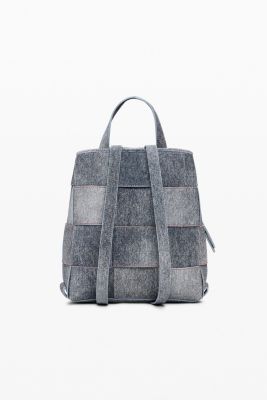 Women's Medium braided denim-effect backpack