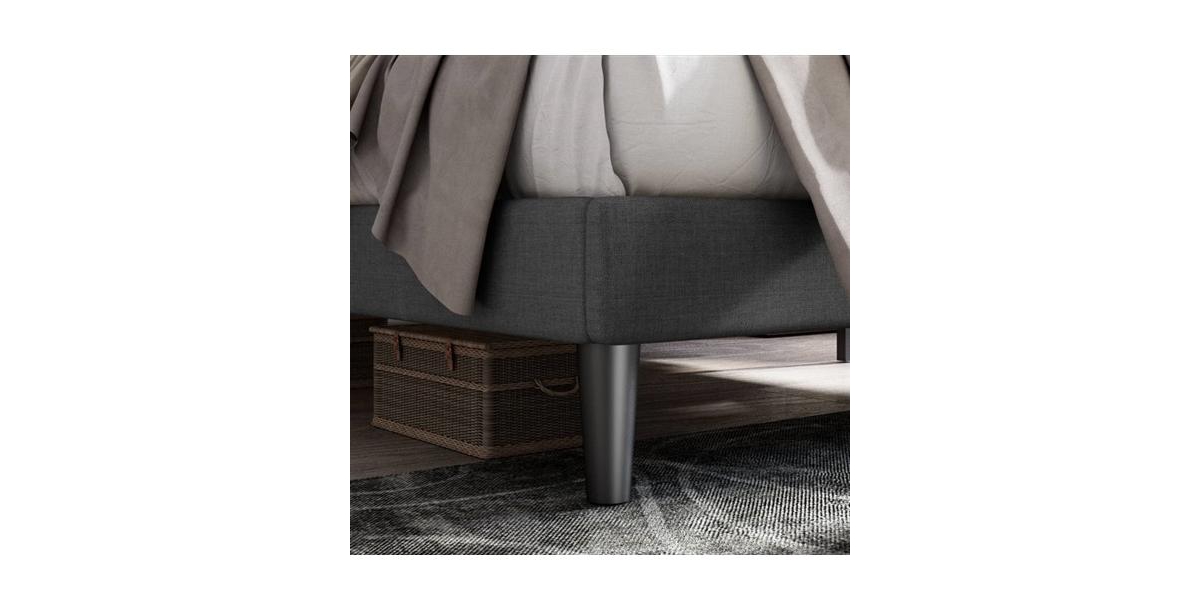 Linen Upholstered Platform Bed with Button-Tufted Headboard – Modern Bed Frame with Wood Slats, No Box Spring Needed