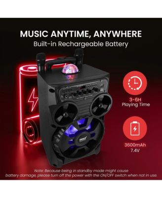 Portable Bluetooth PA Speaker - 580W 8” Rechargeable Outdoor BT Karaoke Audio System - TWS, Disco Party Lights, LED Display, FM/AUX/MP3/USB/SD, 6.5mm in, Trolley, Wheels - Wireless Mic, Remote