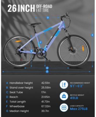 350W Electric Bike 26" Electric Mountain Bike for Adults, 36V Built-in Hidden Removable Battery with Shimano 7 Speed City Commuter Bike for Man Woman