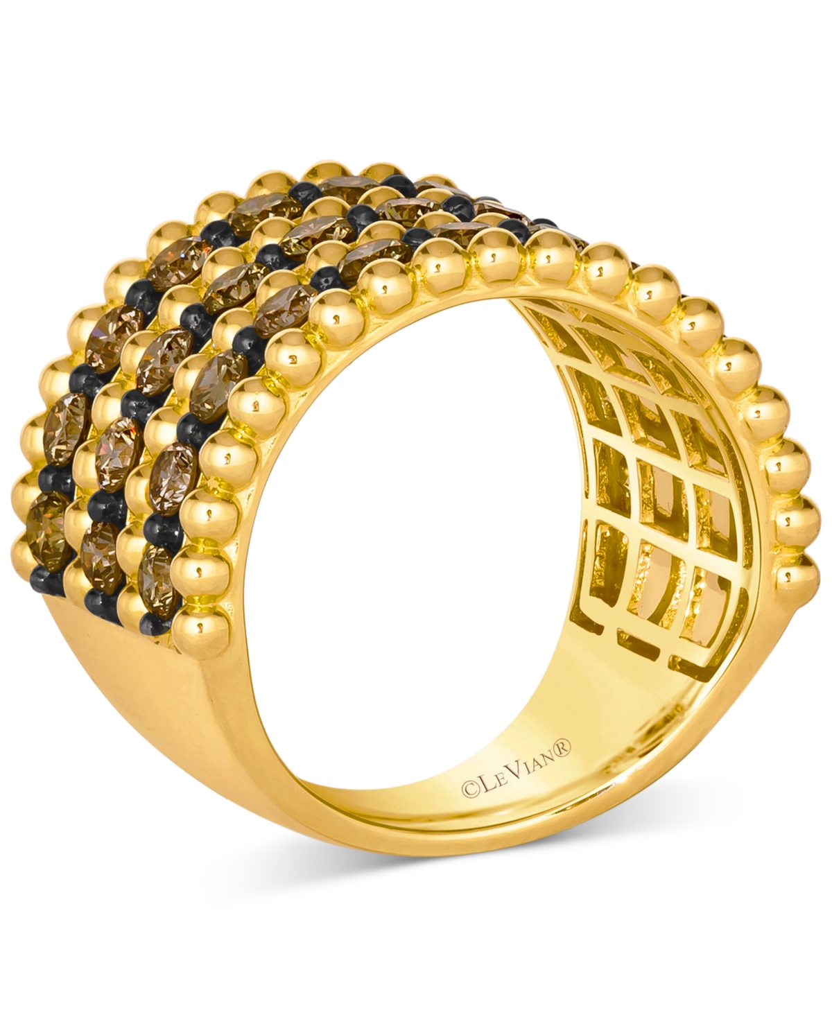 Le Vian Chocolatier Chocolate Diamond Multi Row Band Ring In 14k Honey Gold In Yellow Gold