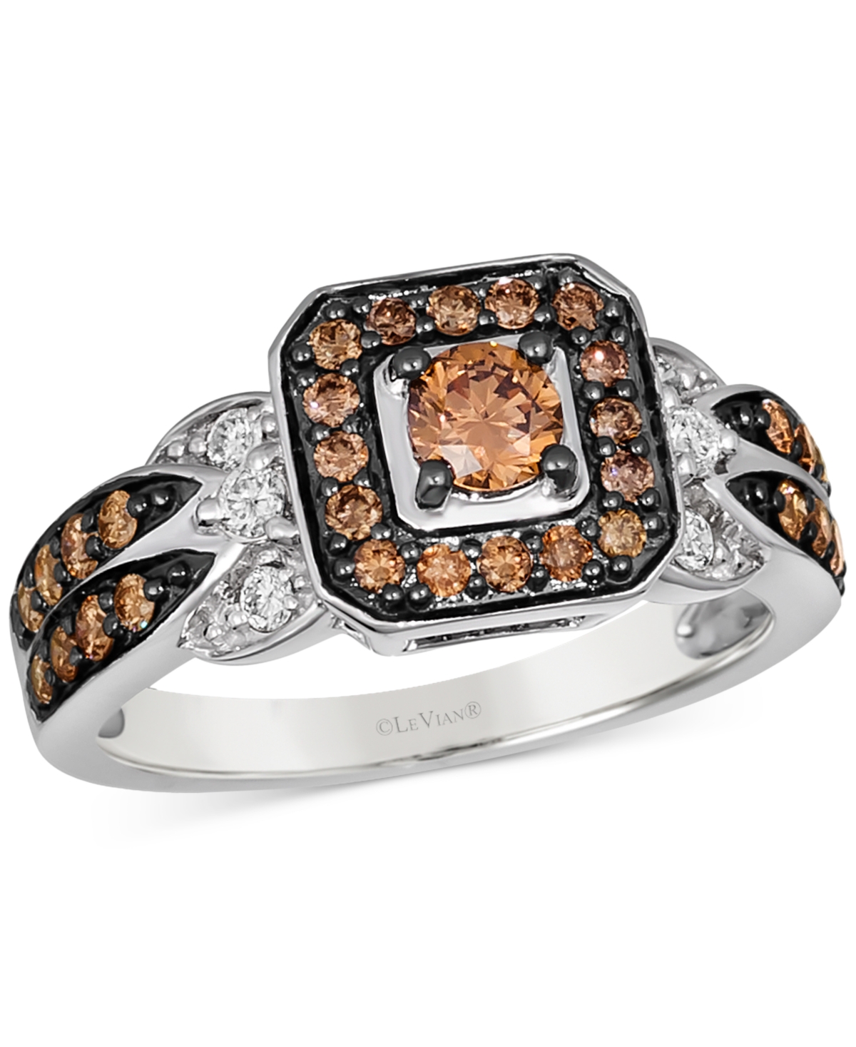 Le Vian Chocolate Diamond (5/8 Ct. T.w.) & Nude Diamond (1/8 Ct. T.w.) Ring In 14k Vanilla Gold In White Gold
