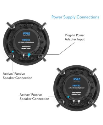 Dual 5.25" In-Wall / In-Ceiling 2-Way Full Range Stereo Speakers with Magnetic Grill (300W Max)