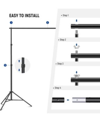 Photo Studio Backdrop Support System, 10ft/3m Wide 6.6ft/2m High Adjustable Background Stand with 4 Crossbars, 6 Backdrop Clamps, 2 Sandbags, and Carrying Bag for Portrait & Studio Photography