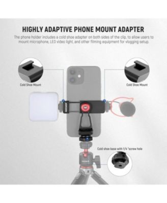 Metal Phone Tripod Mount with Cold Shoe Mounts, Freely Adjustable Joints Universal Phone Holder Compatible with iPhone 15 Pro Max Samsung Galaxy Google Pixel Canon Nikon Sony Camera Cage, PA001