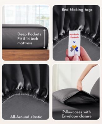 Soft 100% Cotton Sheets Set - Durable Sateen, Deep Pocket - Full