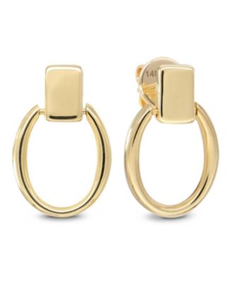 Oval Loop Stud Earrings in 14K Gold