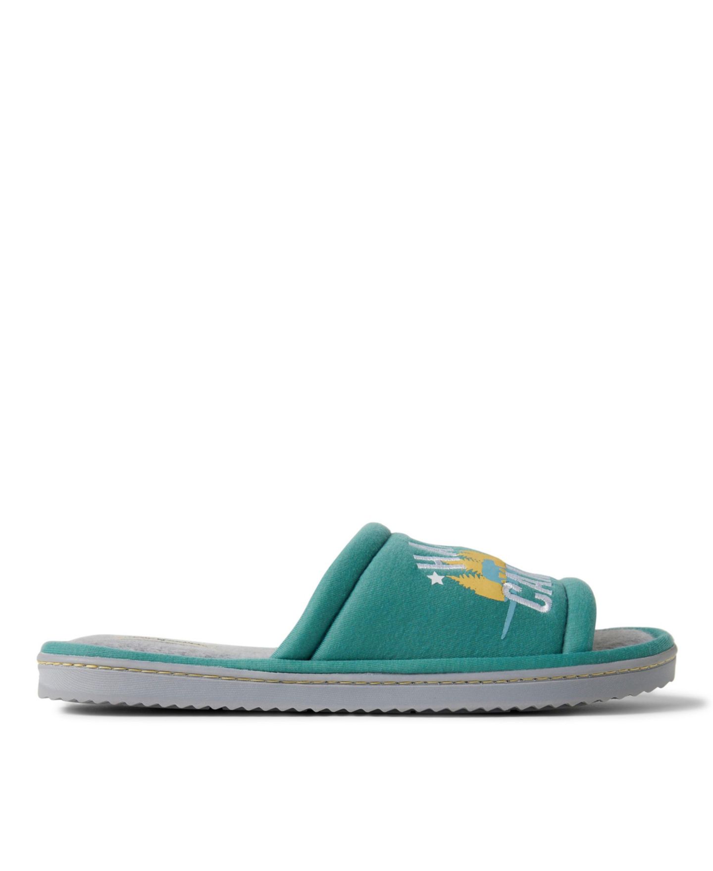 Мужские тапочки Dearfoams Lennox Happy Camper Knit Shower Slide House Slipper, цвет: Зелёный — фото 6
