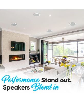 8.0" In-Wall / In-Ceiling Speakers - 2-Way Flush Mount, 250W Max Power Output, Polypropylene Cone, High Compliance Polymer Tweeter