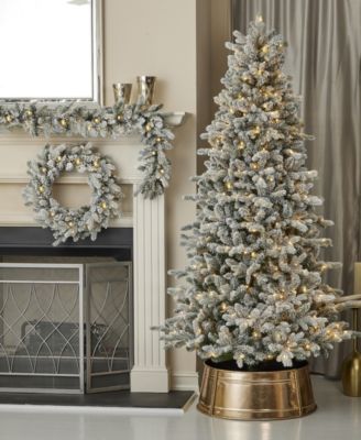 7' Artificial Palmetto Pine Flocked Tree