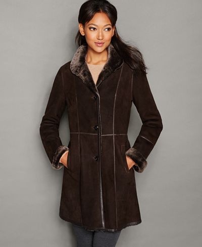 The Fur Vault Stand-Collar Shearling Lamb Coat