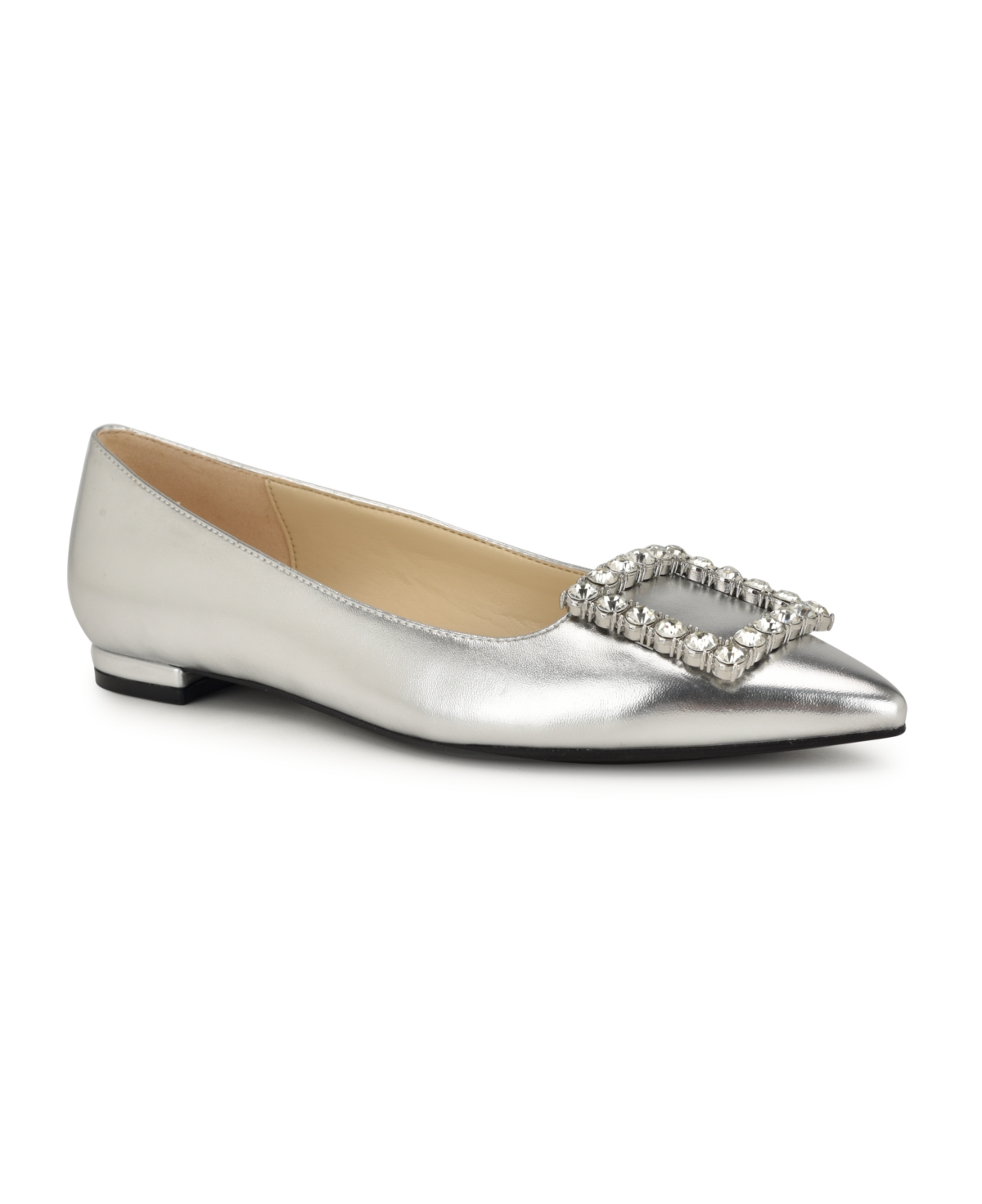 Nine West Jesike Pointed Toe Flat In Silver