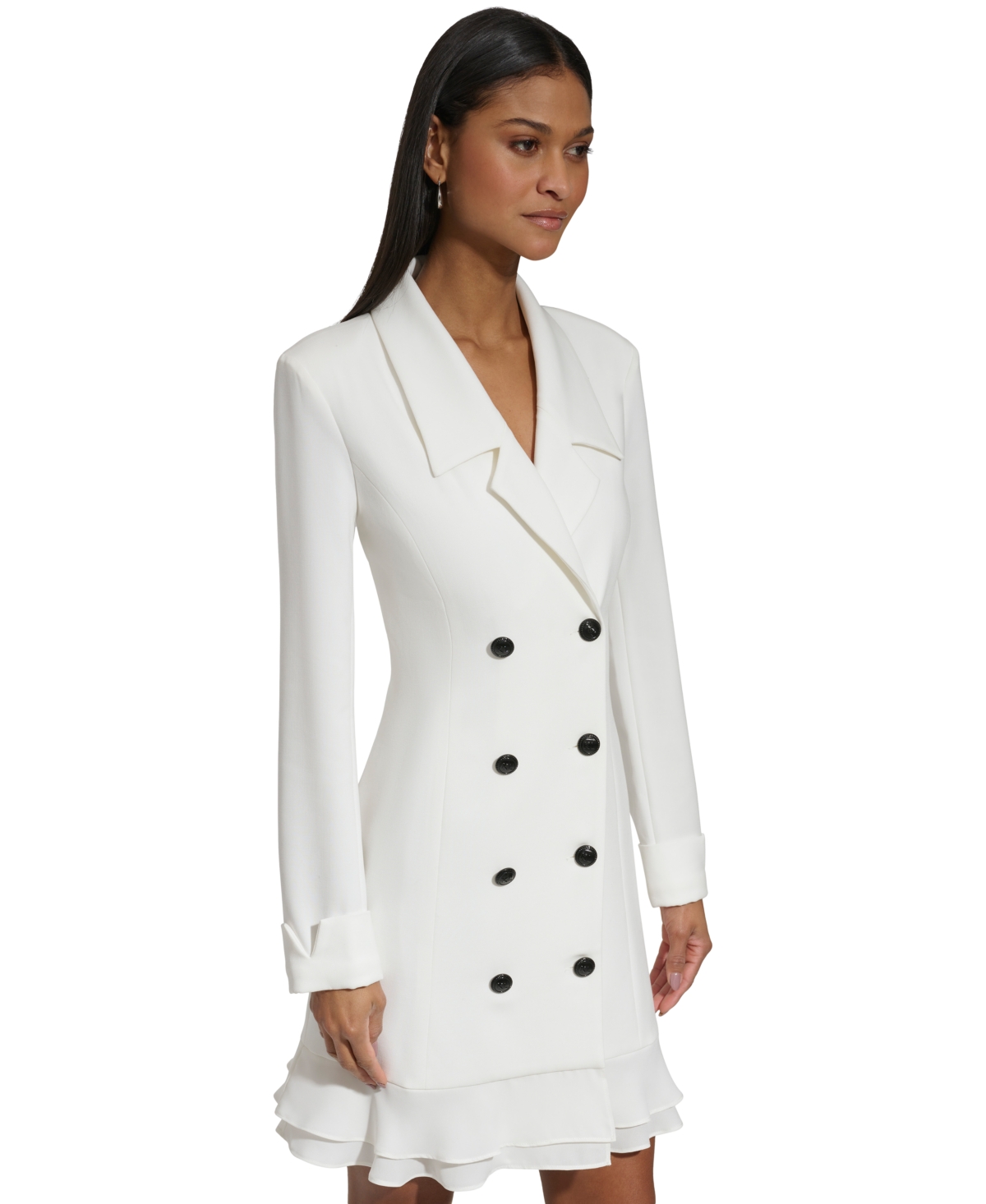 Karl Lagerfeld Women's Chiffon-hem Blazer Dress In White