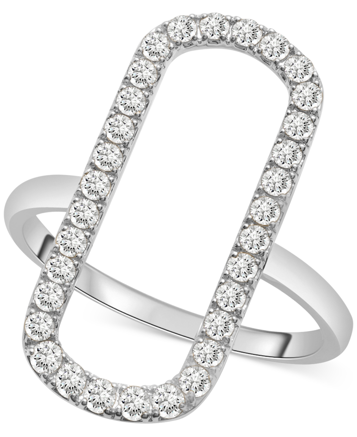 Diamond Open Rectangle Statement Ring (1/2 ct. t.w.) in 14k Yellow or White Gold, Created for Macy's - White Gold