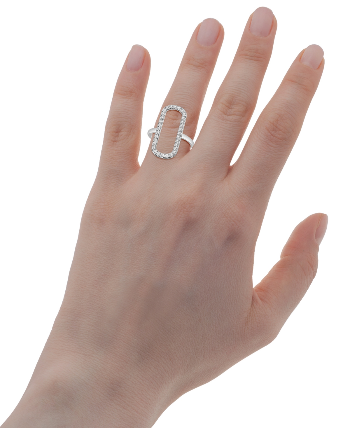 Wrapped In Love Diamond Open Rectangle Statement Ring (1/2 Ct. T.w.) In 14k Yellow Or White Gold, Created For Macy's In White Gold