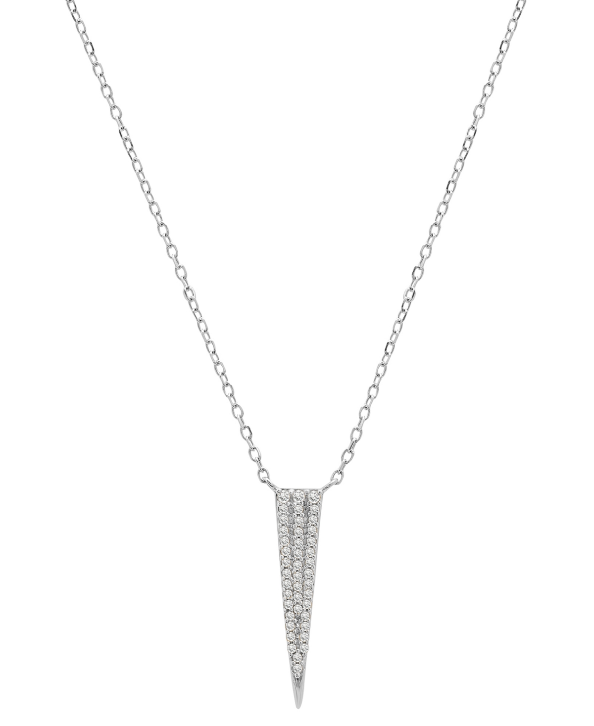 Diamond Pave Spike Pendant Necklace (1/10 ct. t.w.) in 10k Yellow or White Gold, 15" + 2" extender, Created for Macy's - White Gold