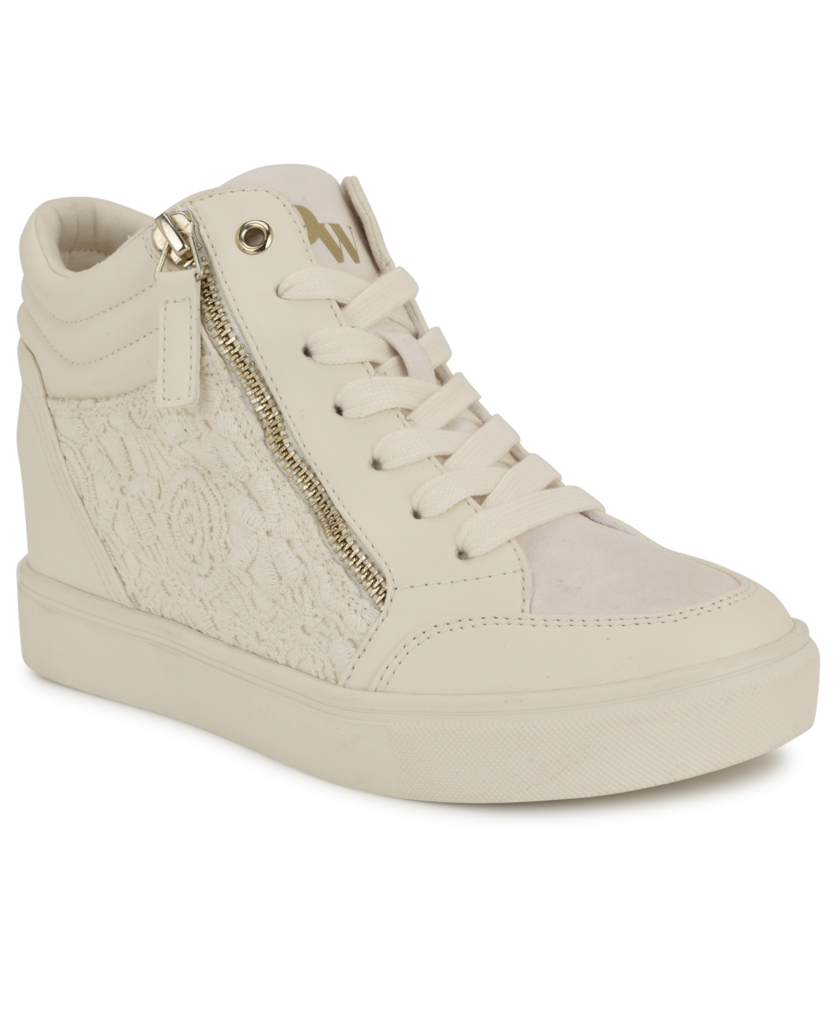 Nine West Tons Lace-up Wedge Sneaker In Ivory Lace