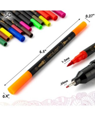 36 Colored Dual Tip Brush Pens - Fine & Brush Tip Dual Brush Markers