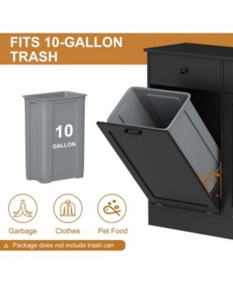 Double Tilt Out Trash Cabinet 20 Gallon,Hidden Wooden Trash Can Cabinet with Deodorizing Function,Farmhouse Laundry Hamper Cabinet, Pet Proof Trash Can, Wood Laundry Cabinet White