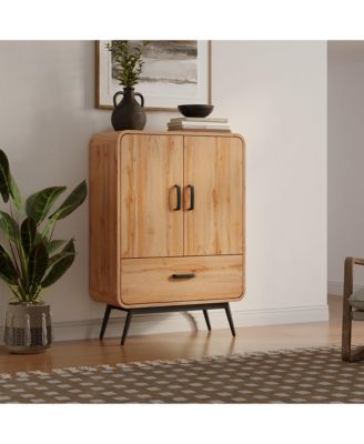 2-Door 1-Drawer with Soft Close Buffet Cabinet with Black Metal Legs